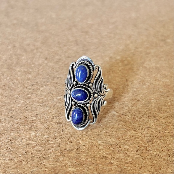 Lapis Lazuli ring set in 925 Silver - Picture 3 of 6
